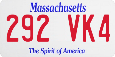 MA license plate 292VK4