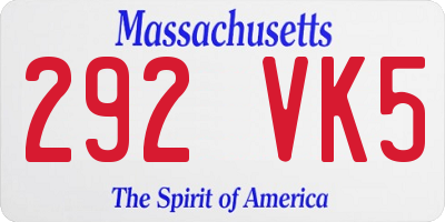MA license plate 292VK5