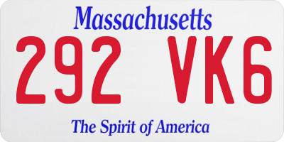 MA license plate 292VK6