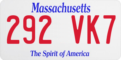 MA license plate 292VK7