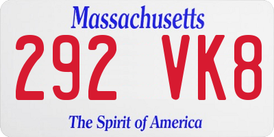 MA license plate 292VK8
