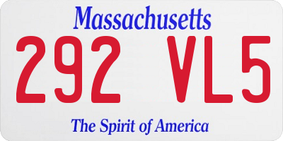 MA license plate 292VL5