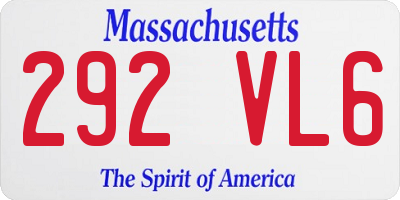 MA license plate 292VL6
