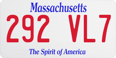 MA license plate 292VL7