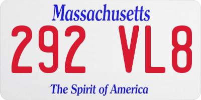 MA license plate 292VL8