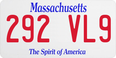 MA license plate 292VL9