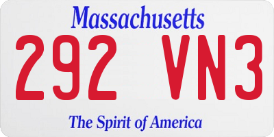MA license plate 292VN3