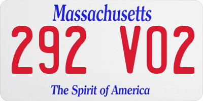 MA license plate 292VO2
