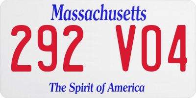 MA license plate 292VO4