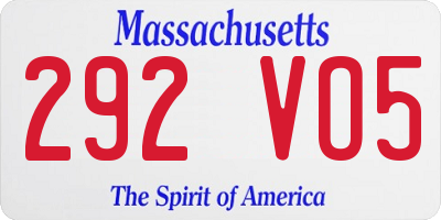 MA license plate 292VO5
