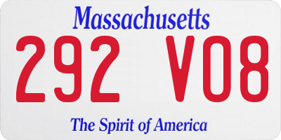 MA license plate 292VO8