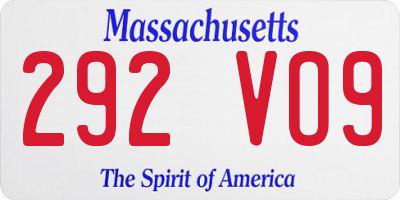 MA license plate 292VO9