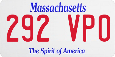 MA license plate 292VP0