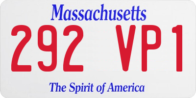 MA license plate 292VP1