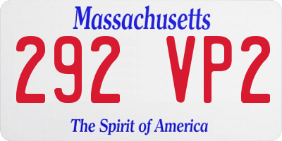 MA license plate 292VP2