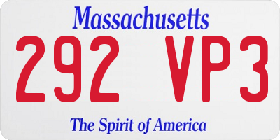 MA license plate 292VP3