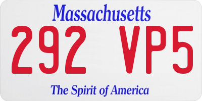 MA license plate 292VP5
