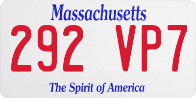 MA license plate 292VP7