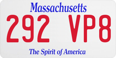 MA license plate 292VP8