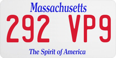 MA license plate 292VP9