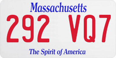 MA license plate 292VQ7
