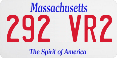 MA license plate 292VR2