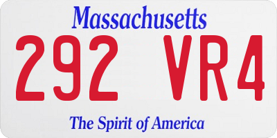 MA license plate 292VR4