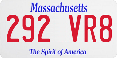 MA license plate 292VR8