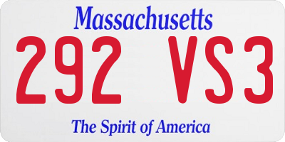 MA license plate 292VS3
