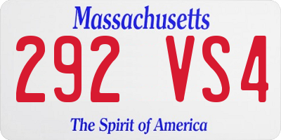 MA license plate 292VS4