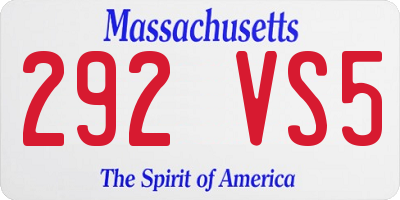 MA license plate 292VS5