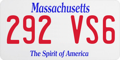 MA license plate 292VS6