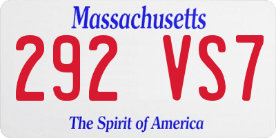 MA license plate 292VS7