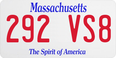 MA license plate 292VS8