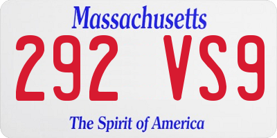 MA license plate 292VS9