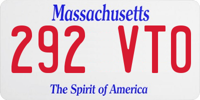 MA license plate 292VT0