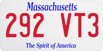 MA license plate 292VT3
