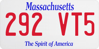 MA license plate 292VT5