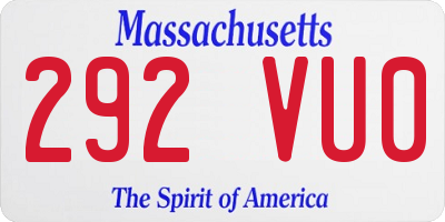 MA license plate 292VU0