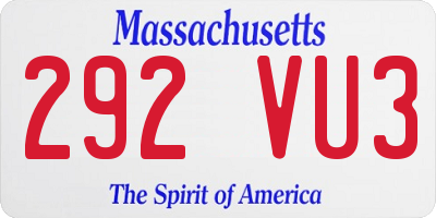 MA license plate 292VU3