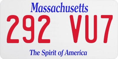 MA license plate 292VU7