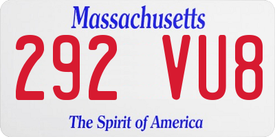 MA license plate 292VU8