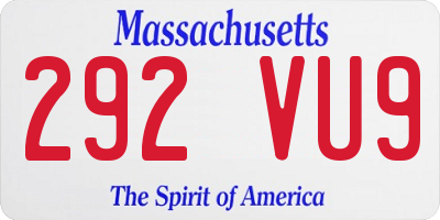 MA license plate 292VU9