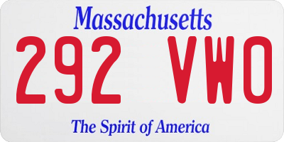 MA license plate 292VW0