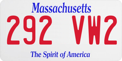 MA license plate 292VW2