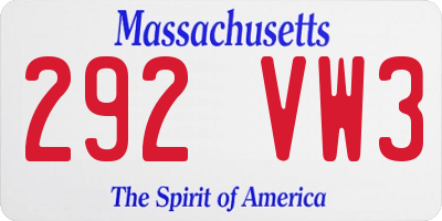 MA license plate 292VW3