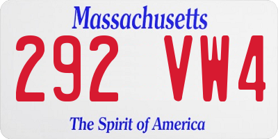 MA license plate 292VW4