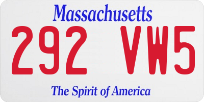 MA license plate 292VW5