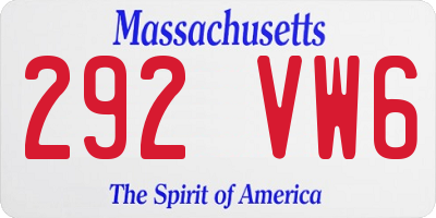 MA license plate 292VW6