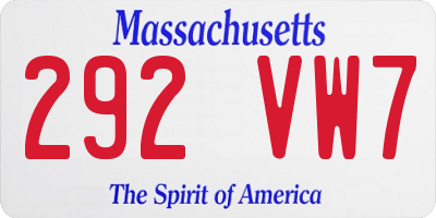 MA license plate 292VW7